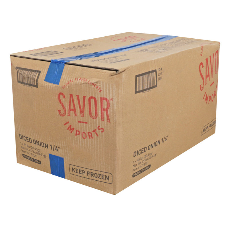 Savor Imports Onion Diced 4" 45 Pound Each - 1 Per Case.