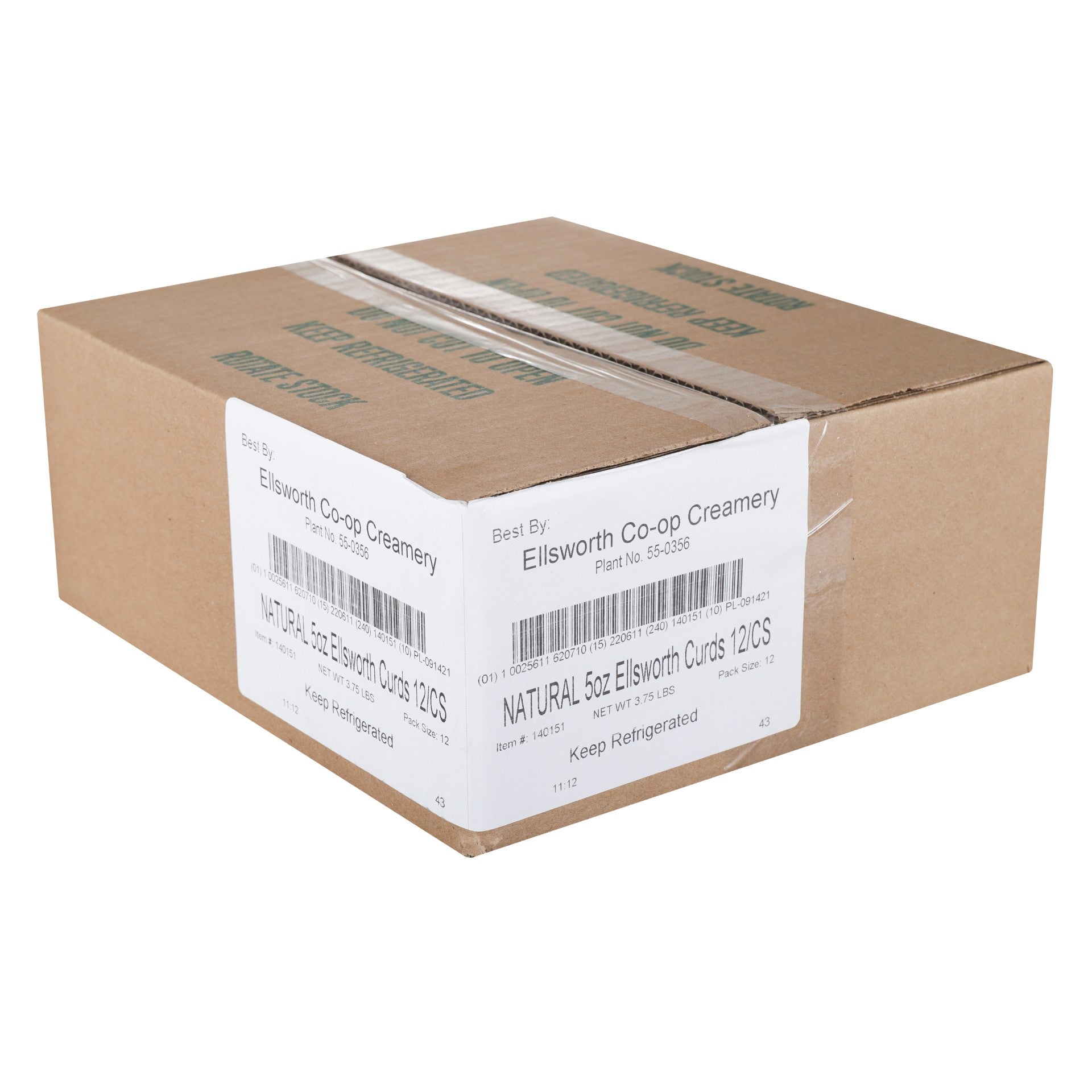 Ellsworth Natural White Cheddar Cheese Curds 5 Ounce Size - 12 Per Case.