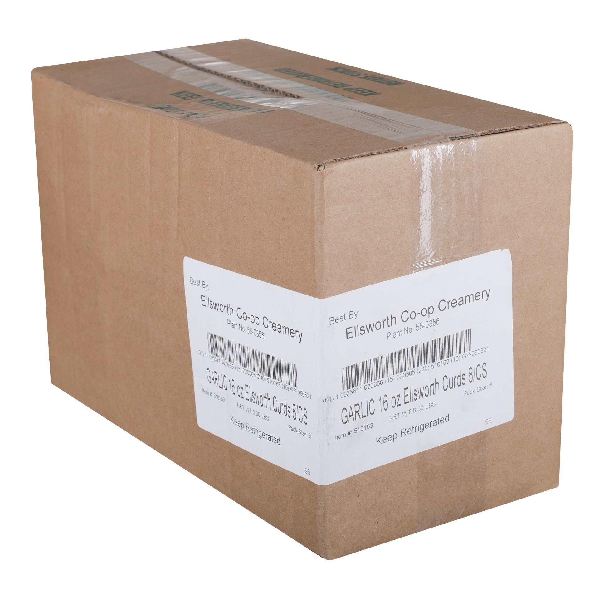 Ellsworth Garlic Cheddar Cheese Curds 16 Ounce Size - 8 Per Case.