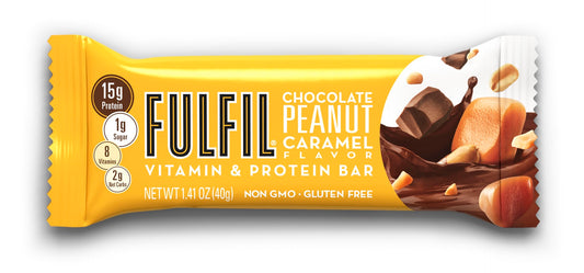 Fulfil Chocolate Peanut Caramel Vitamin & Protein Bar 1.41 Ounce Size - 72 Per Case.