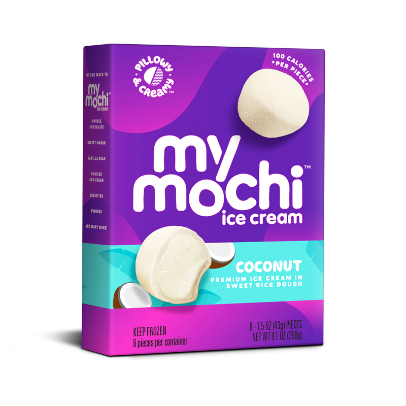 Mymochi Coconut Mochi Ice Cream 6 Count Packs - 12 Per Case.