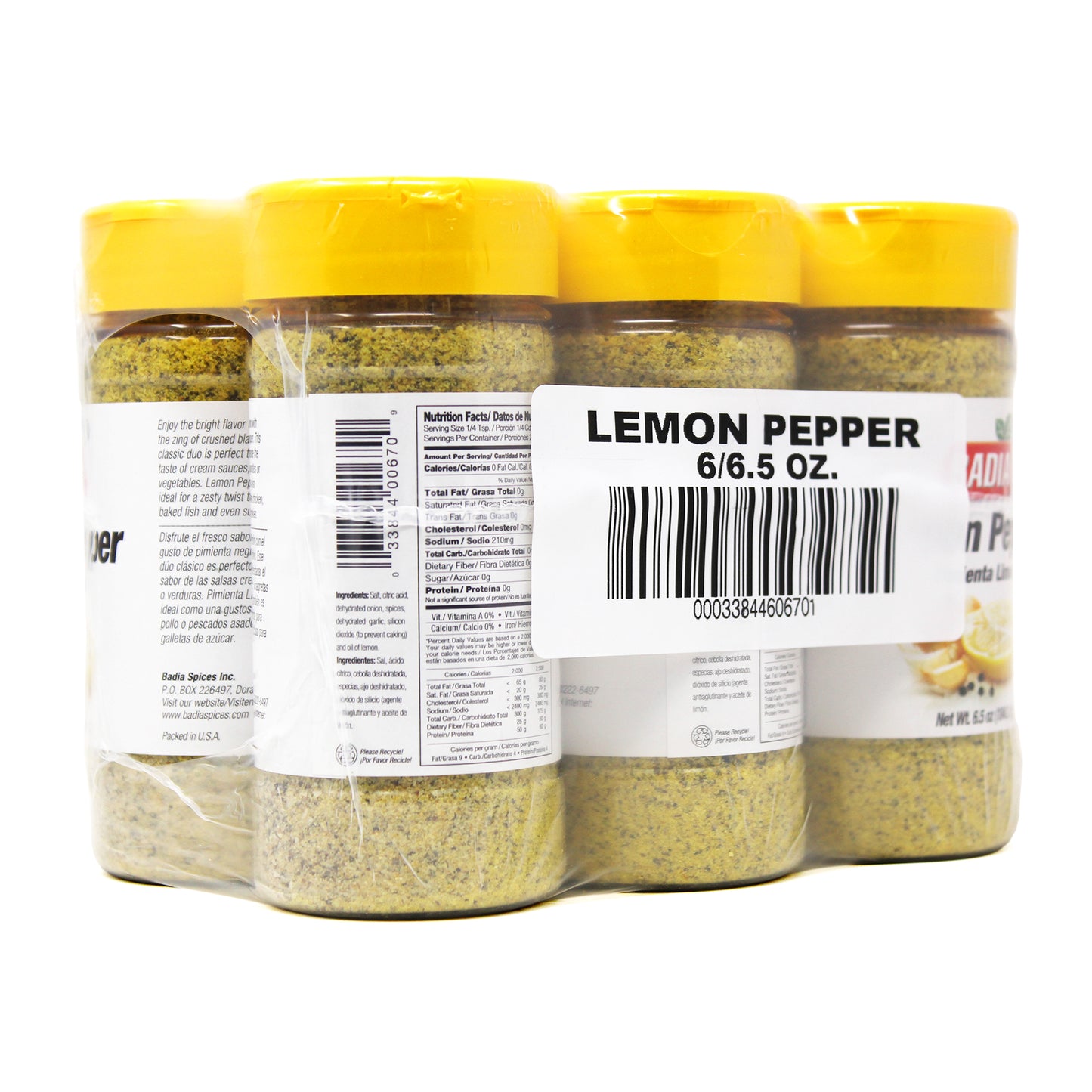 Badia Lemon Pepper Seasoning 6.5 Ounce Size - 6 Per Case.