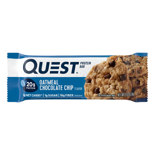 Quest Bar Oatmeal Chocolate Chip 2.12 Ounce Size - 144 Per Case.