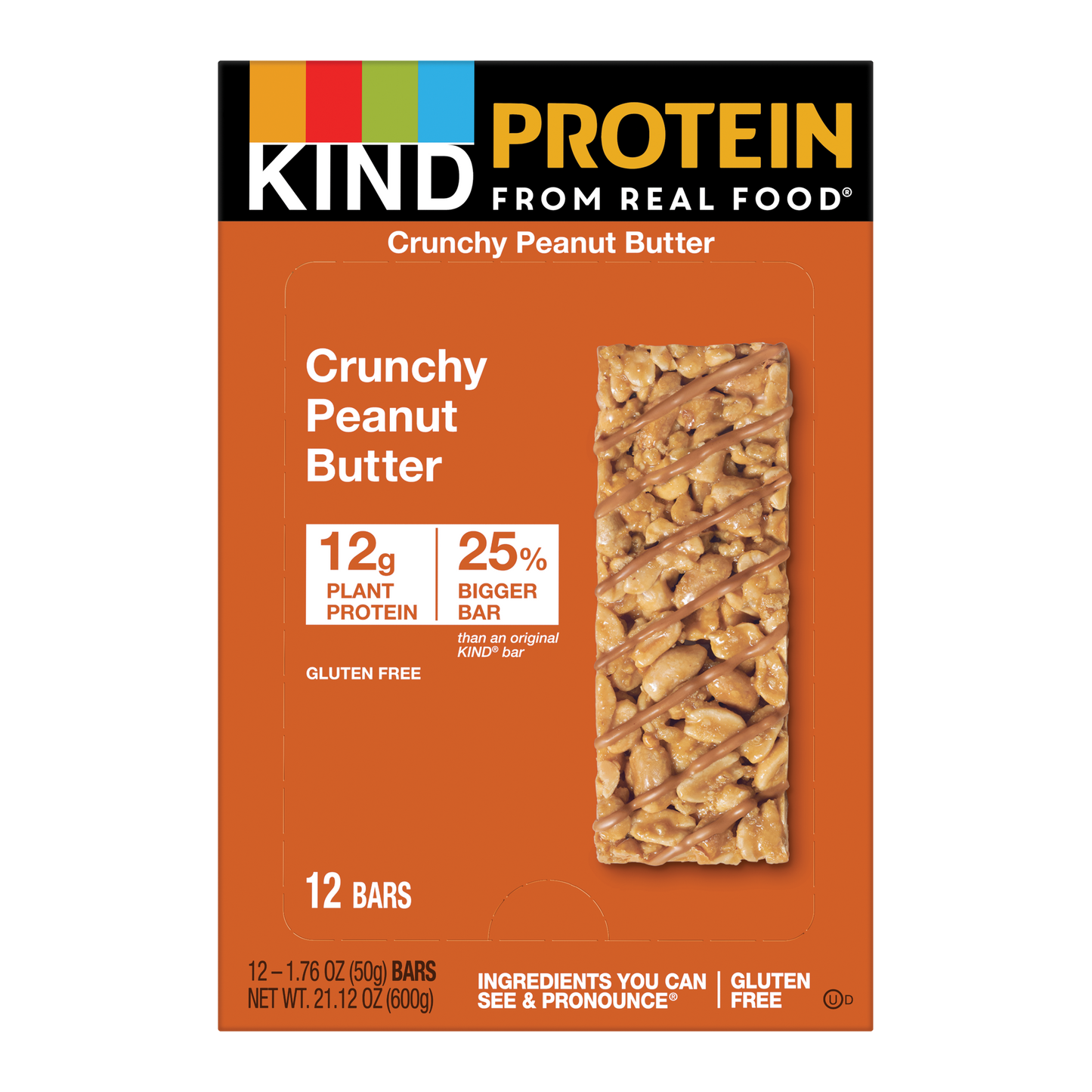 Kind Snacks Crunchy Peanut Butter Protein Bar 1.76 Ounce Size - 72 Per Case.