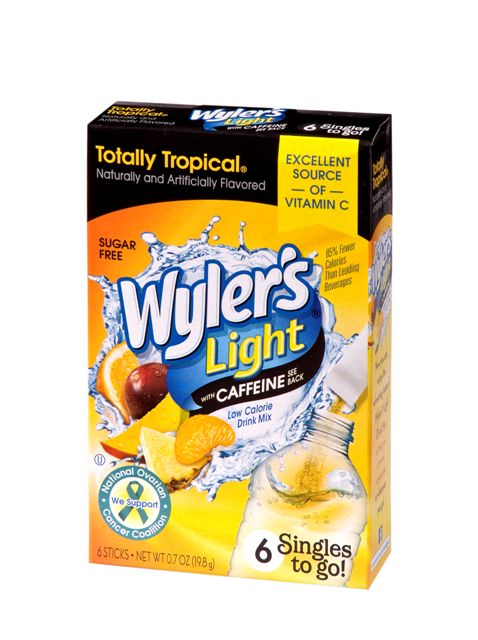 Wylers Light Totally Tropical Singles To Gowith Caffeine 6 Count Packs - 12 Per Case.