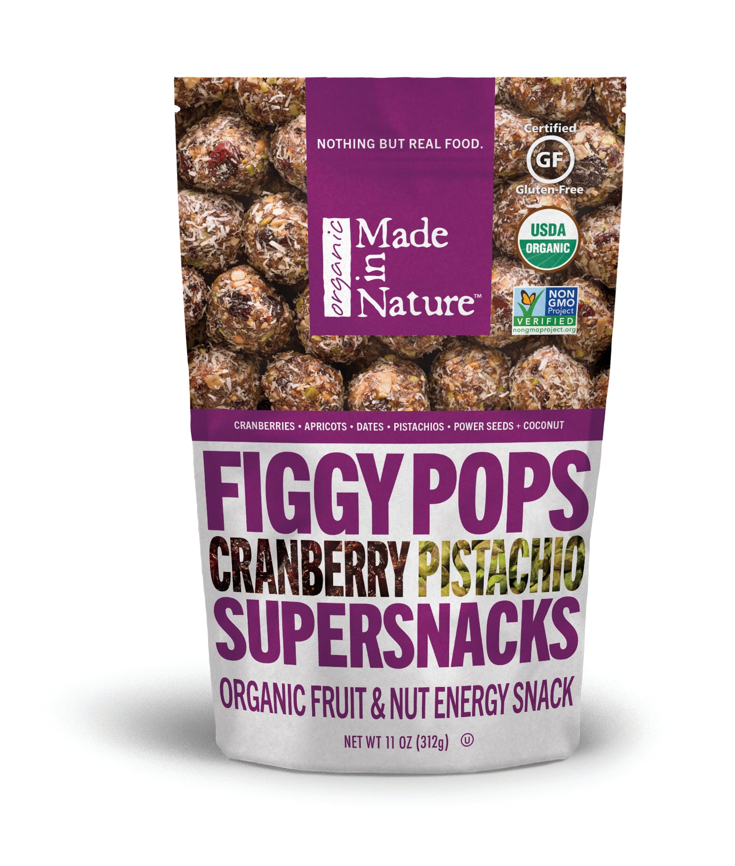 Made In Nature Organic Figgy Pop Cranberry Pistachio 11 Ounce Size - 6 Per Case.