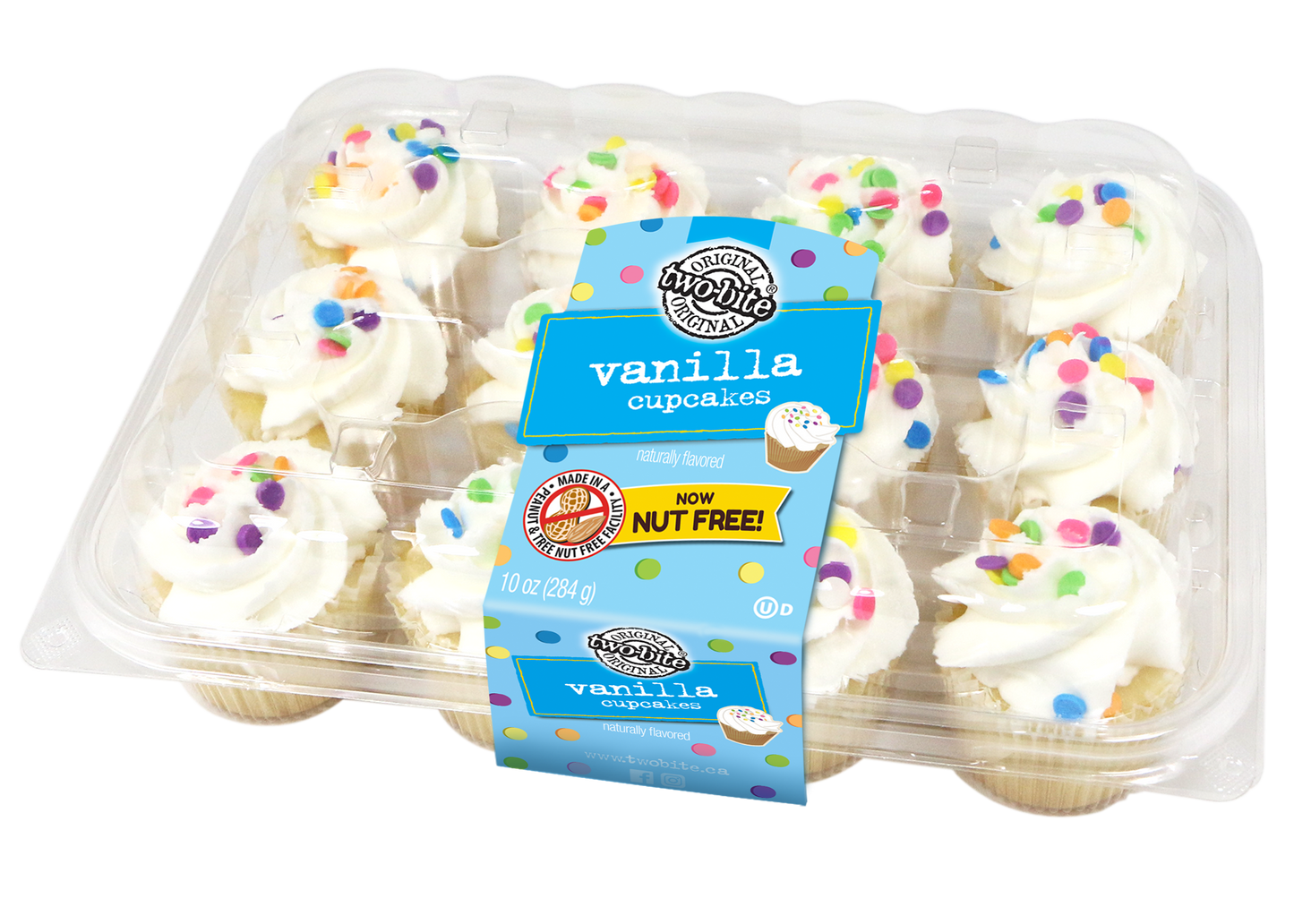 Two Bite Vanilla Cupcakes Everyday 10 Ounce Size - 12 Per Case.