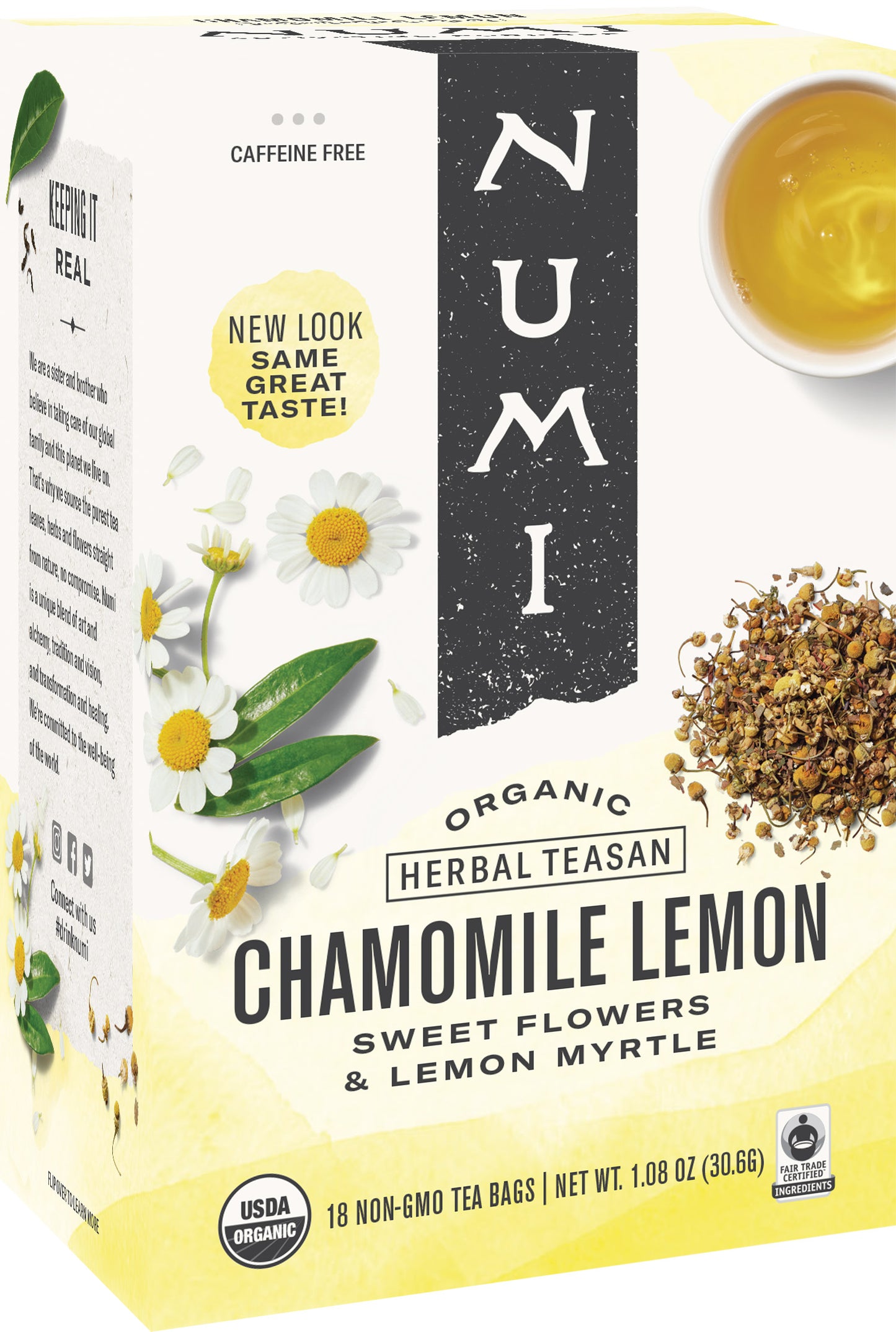 Numi Chamomile Lemon Herbal Tea 18 Count Packs - 6 Per Case.