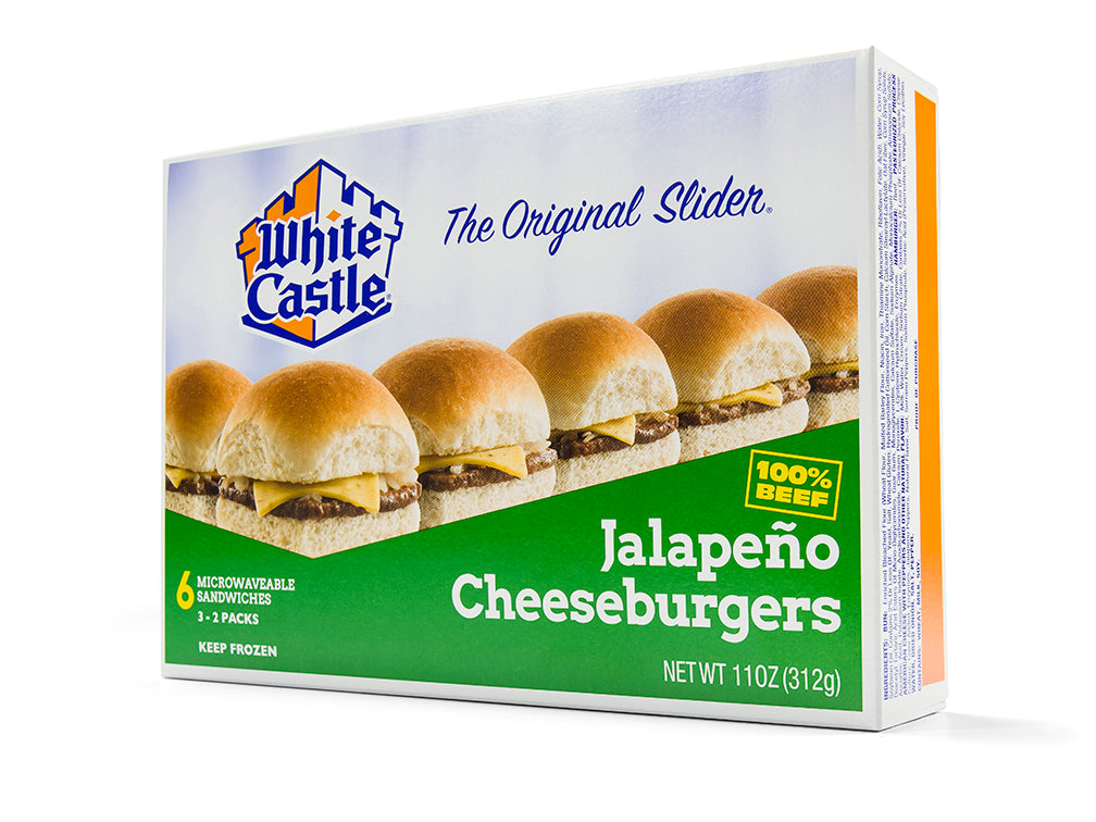 White Castle Jalapeno Burgers 11 Ounce Size - 12 Per Case.