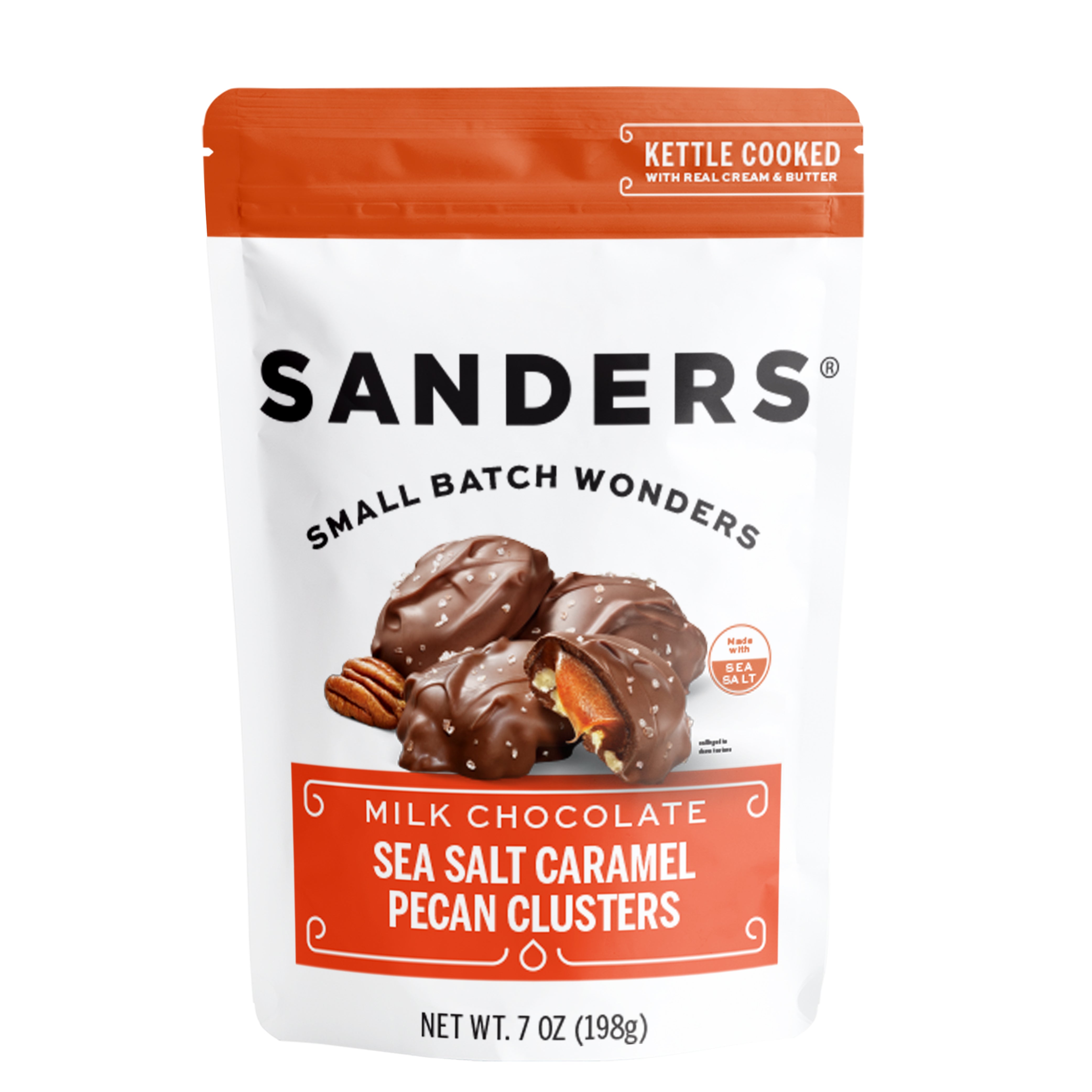 Sanders Milk Chocolate Pecan Caramel Cluster 7 Ounce Size - 6 Per Case.