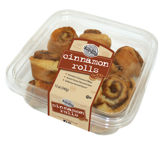 Two Bite Cinnamon Rolls Square Tub 12 Ounce Size - 24 Per Case.