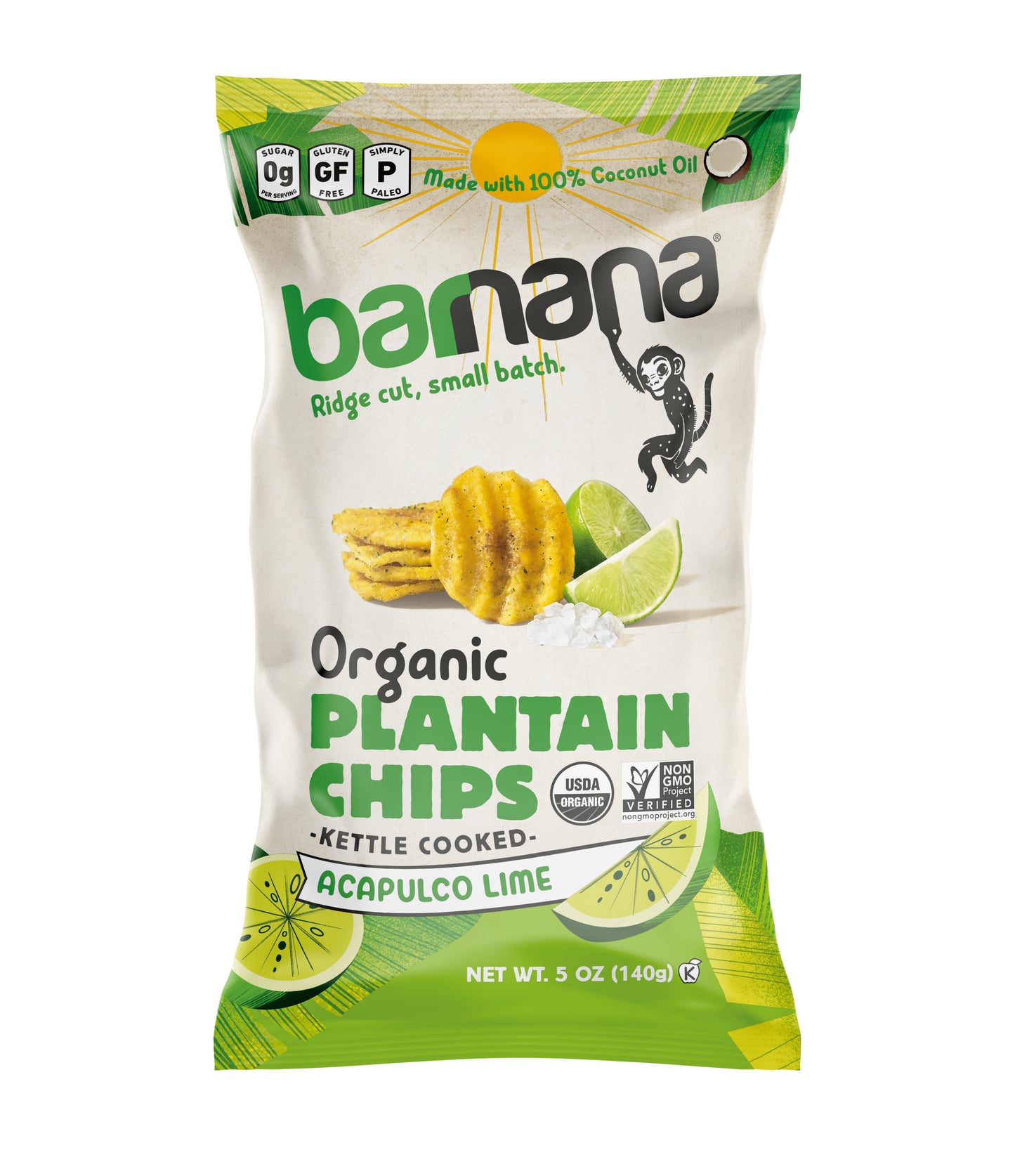 Barnana Lime Plantain Chips 5 Ounce Size - 6 Per Case.