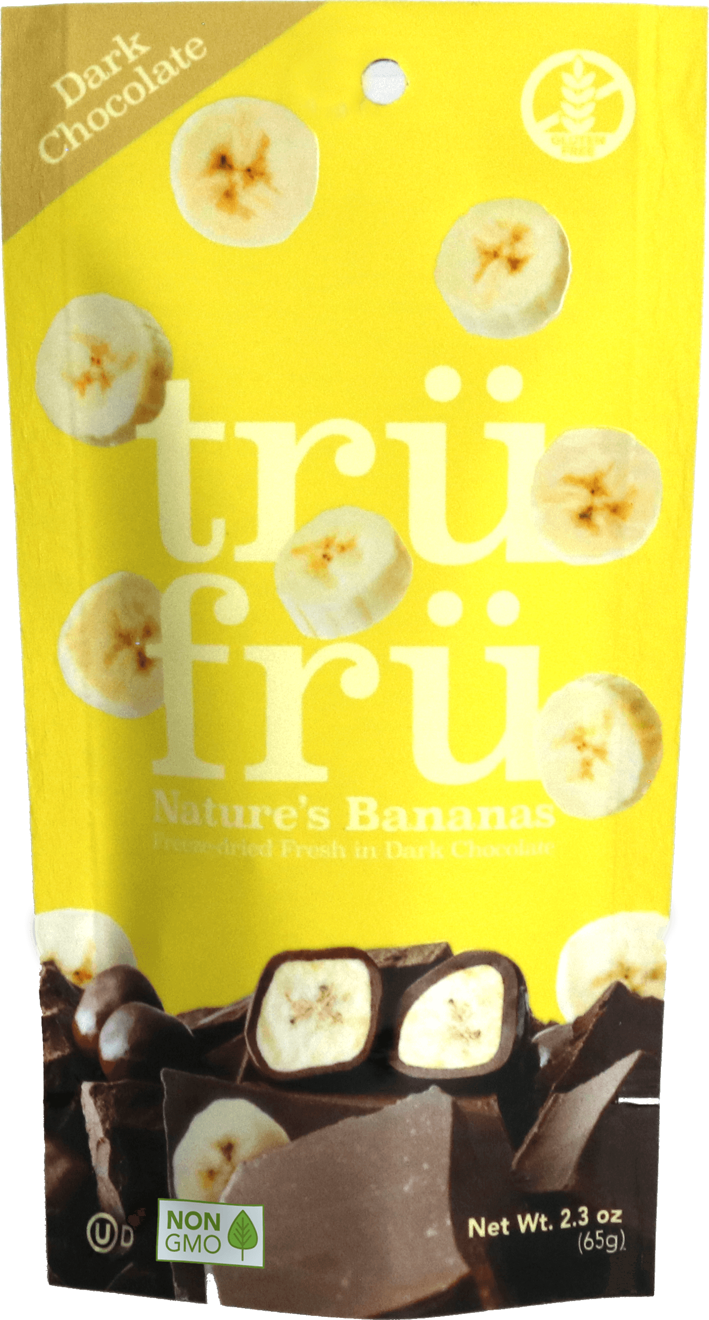 Tru Fru Hyper Dried Grab & Go Hyper Dried Real Banana In Dark Chocolate 2.3 Ounce Size - 12 Per Case.