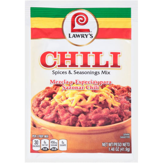 Lawry's Chili Seas Mix 1.48 Ounce Size - 12 Per Case.