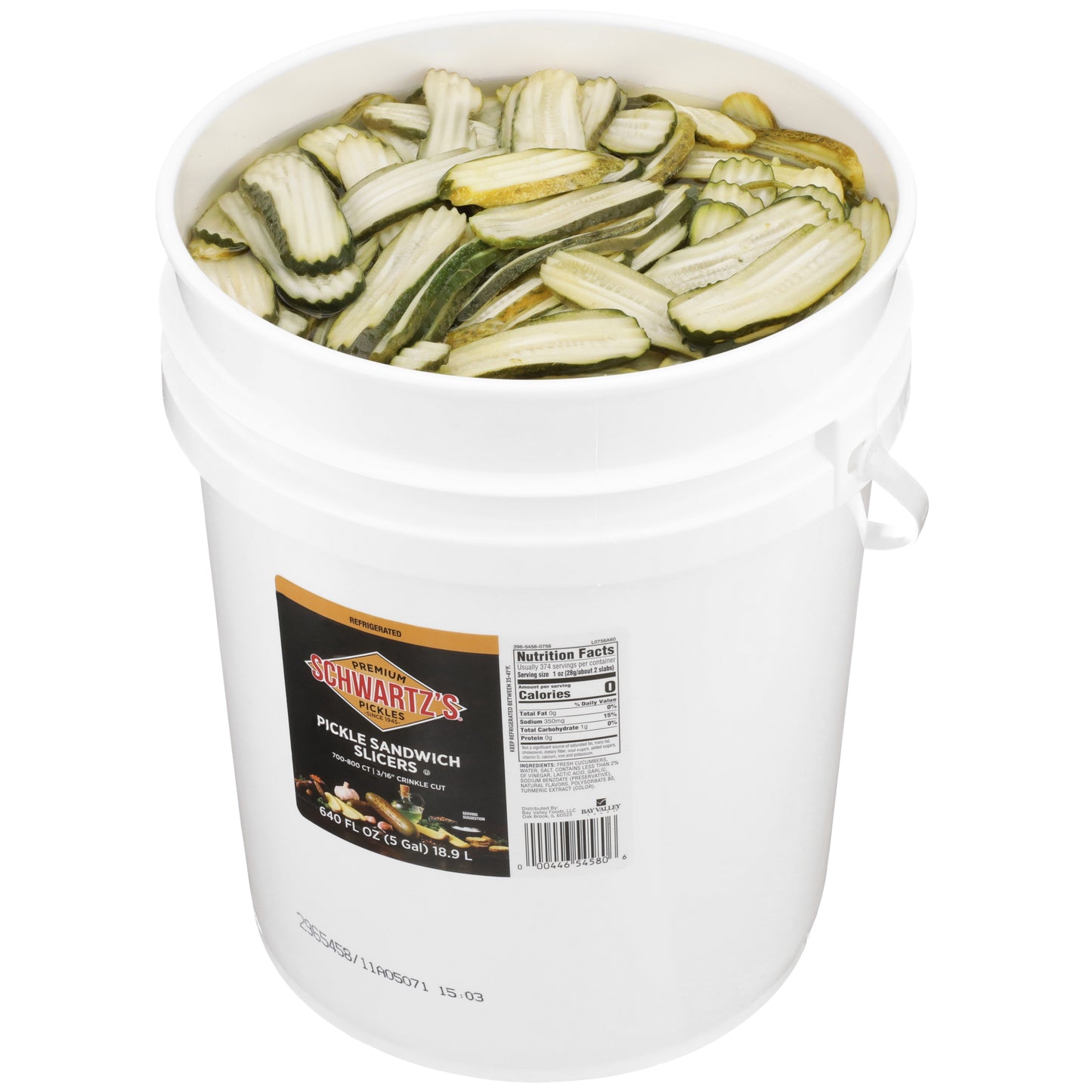 Schwartz's Pickle Kosher Lengthwise 600+ Count 3/16 1-5 Gallon Gluten Free; Kosher 1-5 Gallon