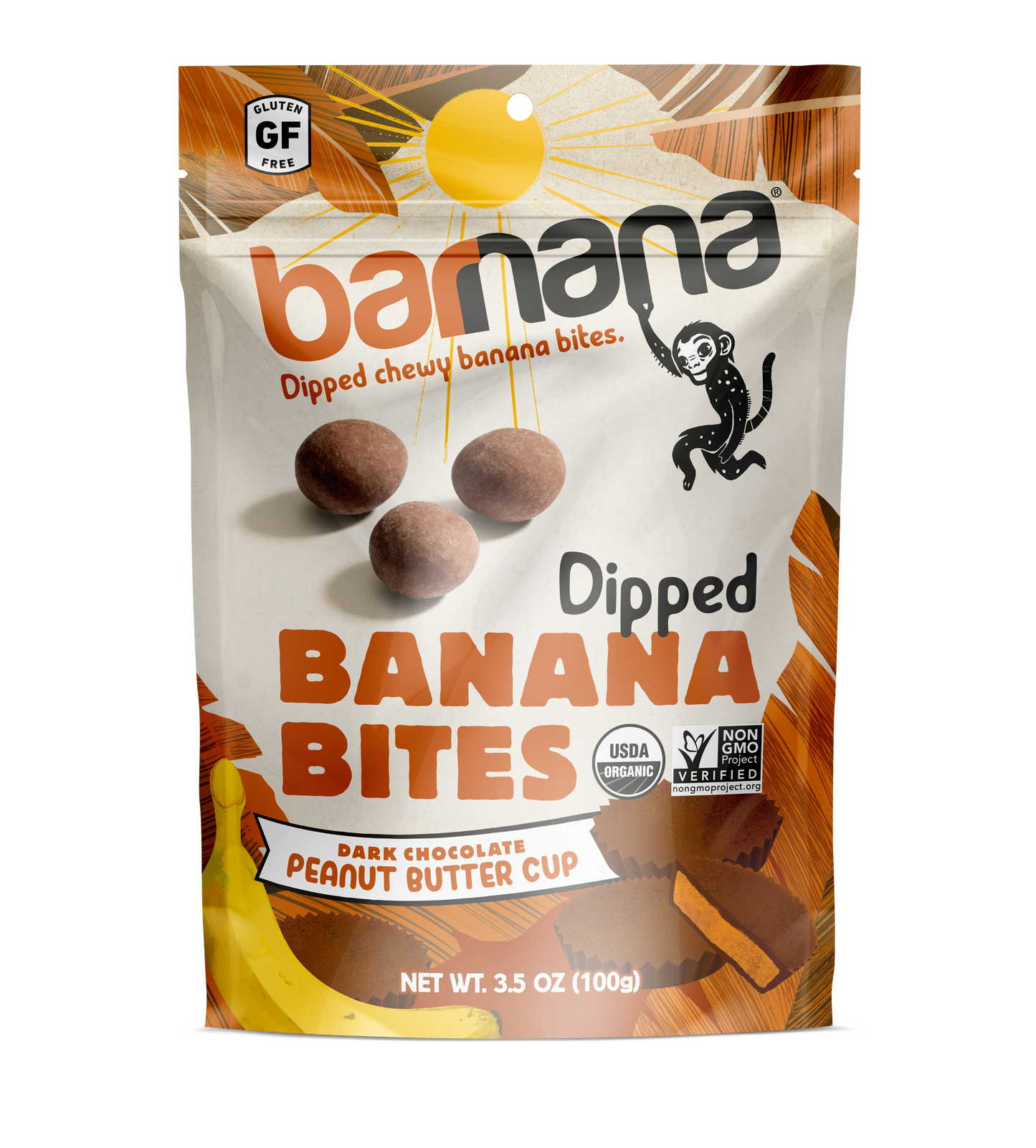 Barnana Peanut Butter Cup Banana Bites 3.5 Ounce Size - 12 Per Case.