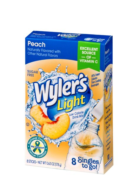 Wylers Light Peach Singles To Go 8 Count Packs - 12 Per Case.