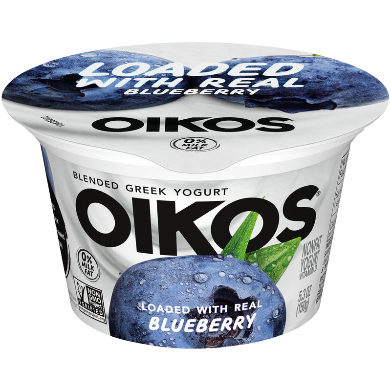 Oikos Dannon Core Blueberry Cups 5.3 Ounce Size - 12 Per Case.