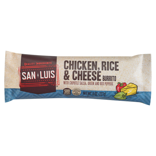 San Luis Chicken Rice & Cheese Burrito 8 Ounce Size - 10 Per Case.