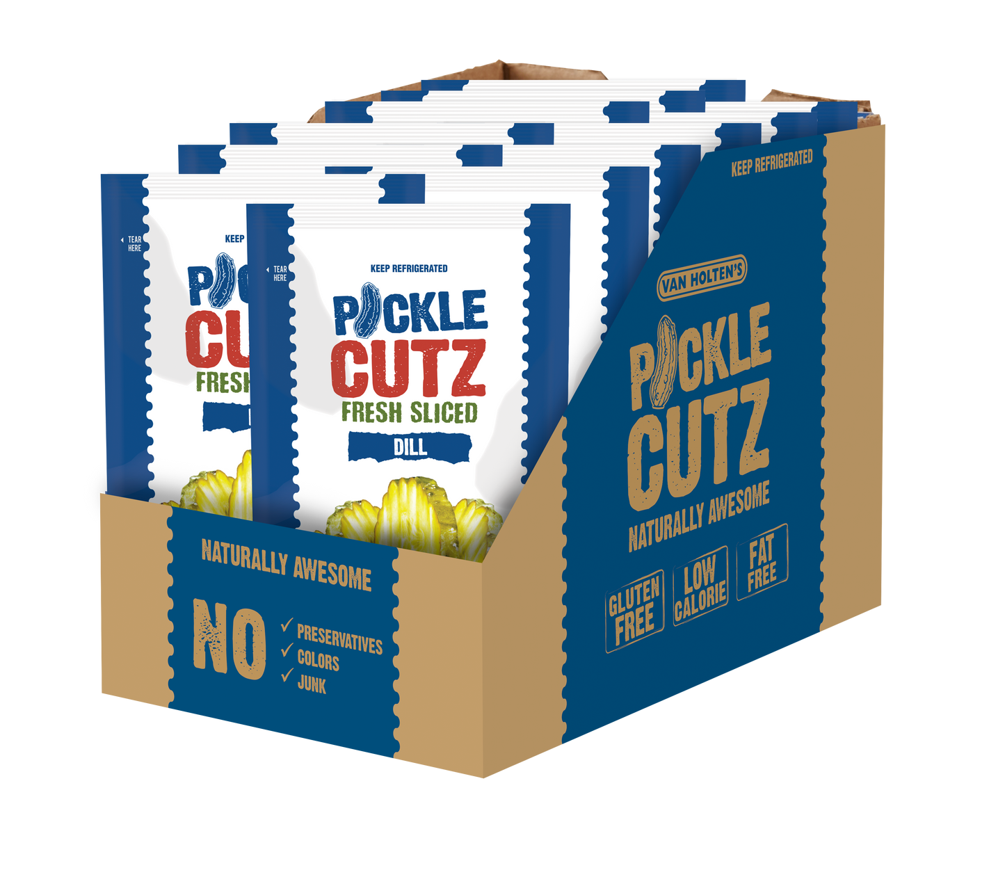 Van Holten's Clean Label Dill Pickle Cutz 3.25 Ounce Size - 12 Per Case.