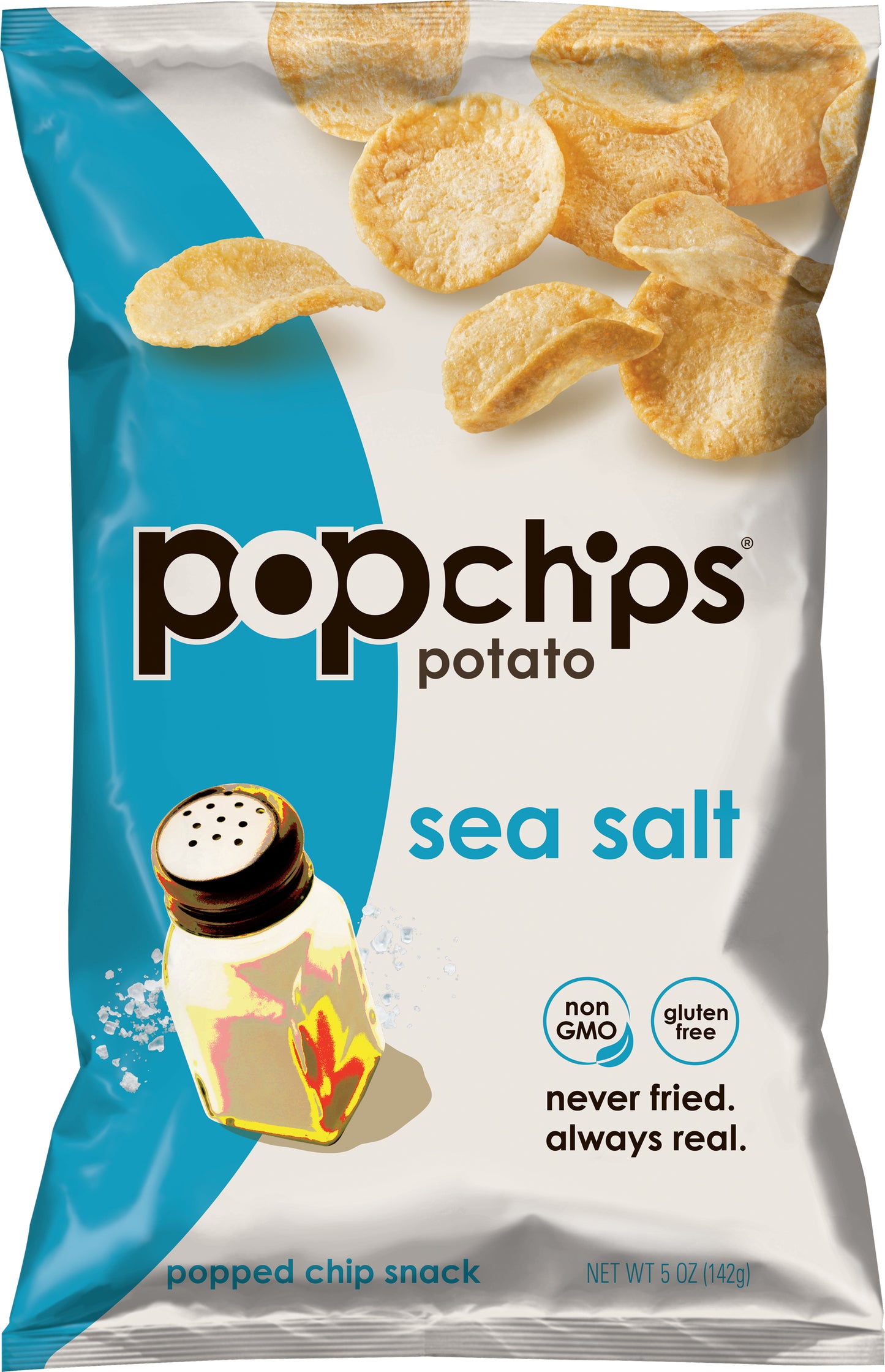 Popchips Sea Salt Potato Chip Snack 5 Ounce Size - 12 Per Case.