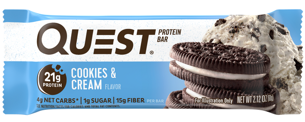 Quest Bar Cookies And Cream 2.12 Ounce Size - 144 Per Case.