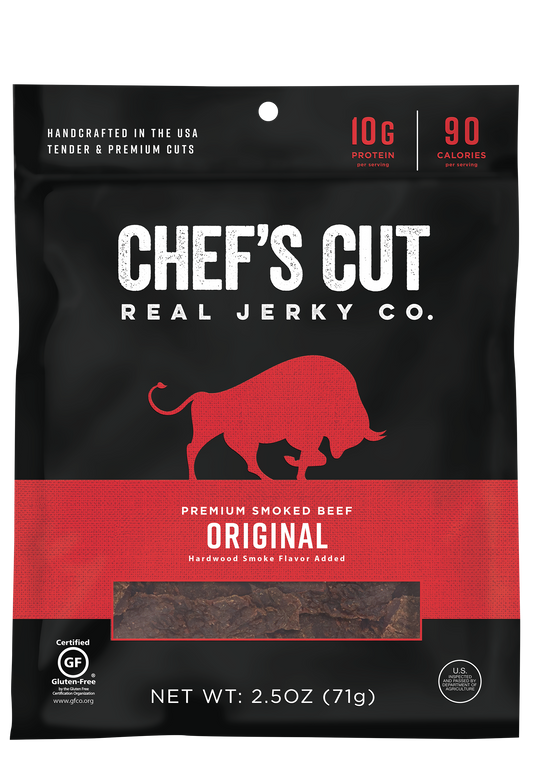 Chef's Cut Real Jerky Co Smoked Beef Original Recipe 2.5 Ounce Size - 8 Per Case.