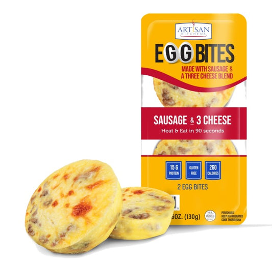 Artisan Kitchens Sausage & Three Cheese Eggbites 2 Each - 7 Per Case.