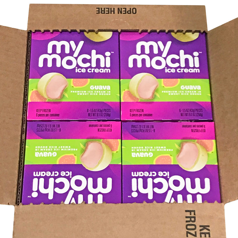 Mymochi Guava Mochi Ice Cream 6 Count Packs - 12 Per Case.