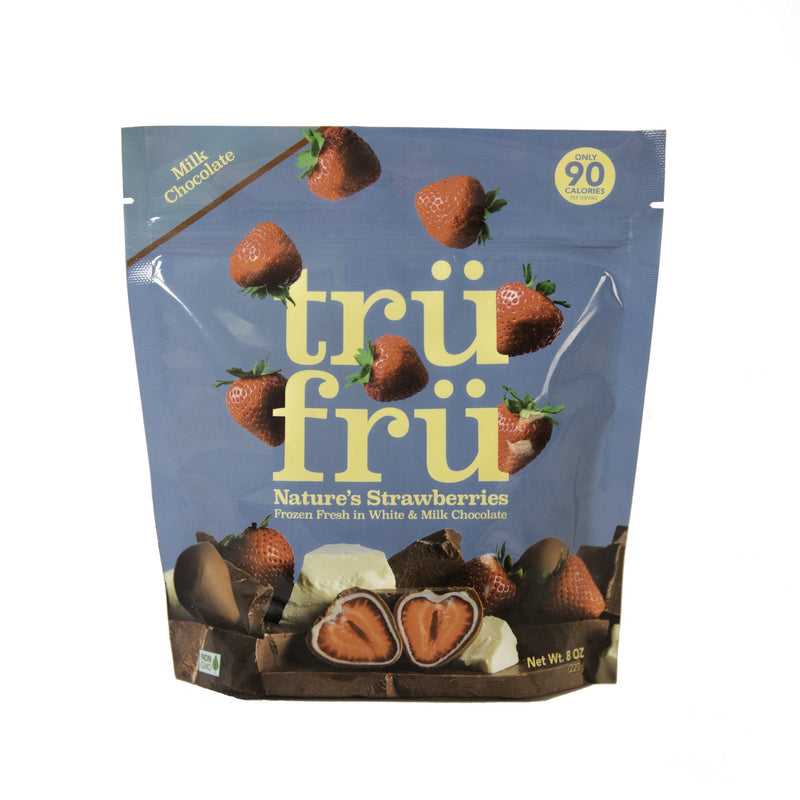 Tru Fru Hyper Chilled Grab & Share Whole Strawberries In White & Milk Chocolate 8 Ounce Size - 6 Per Case.