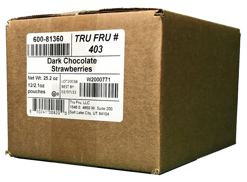 Tru Fru Hyper Dried Grab & Go Hyper Dried Real Strawberries In Dark Chocolate Ounc 2.1 Ounce Size - 12 Per Case.