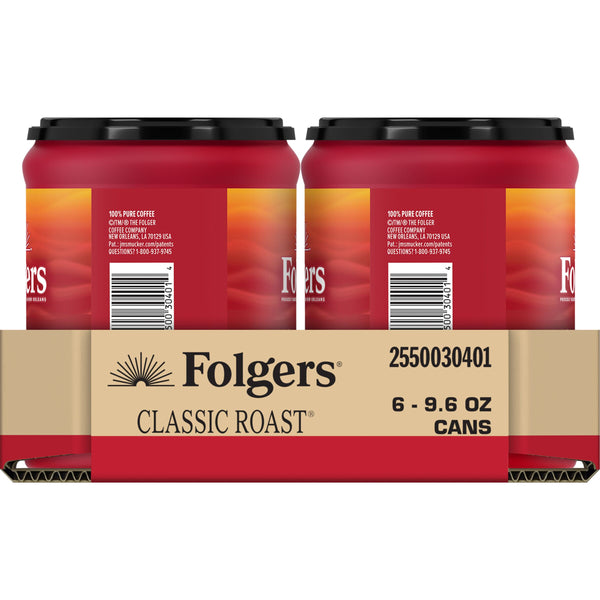 Folgers Classic Roast 9.6 Ounce Size - 6 Per Case.