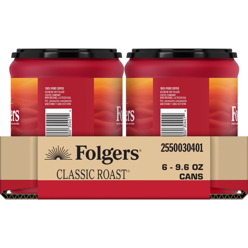 Folgers Classic Roast 9.6 Ounce Size - 6 Per Case.