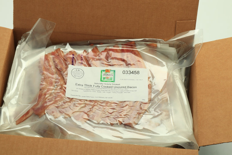 Jones Dairy Farm Precooked Hickory Smoked Bacon Thick Slice 100 Grams Each - 300 Per Case.