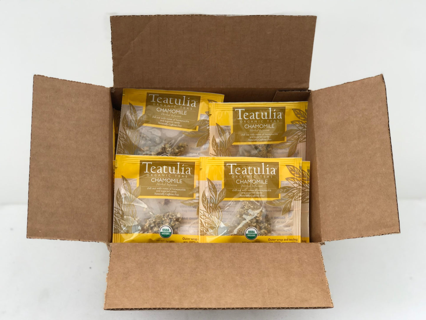 Teatulia Organic Teas Chamomile Wrapped Premium Tea 50 Count Packs - 1 Per Case.