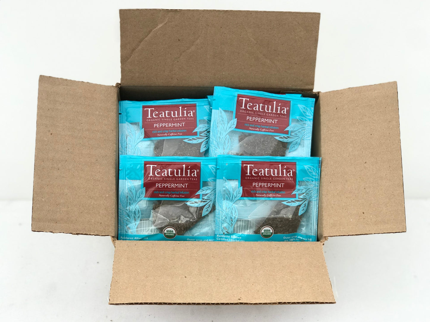 Teatulia Organic Teas Peppermint Premium Tea 50 Count Packs - 1 Per Case.