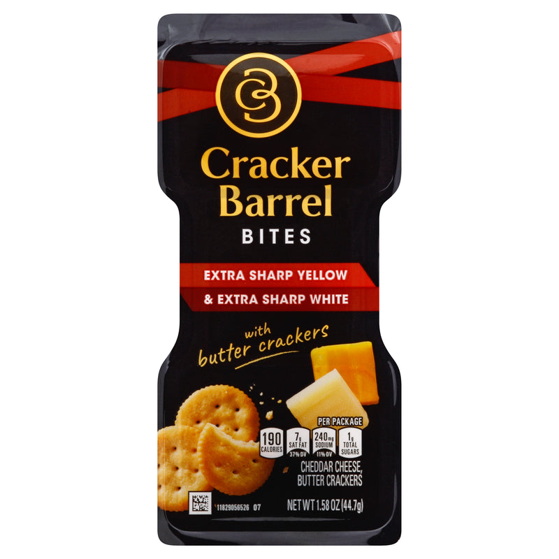 Cracker Barrel Bites Extra Sharp Cheddar Butter Crackers, 1.58 Ounce Size - 10 Per Case.