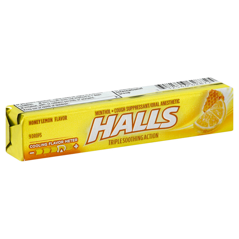 Halls Cough Drops Honey Lemon Piece 9 Count Packs - 480 Per Case.