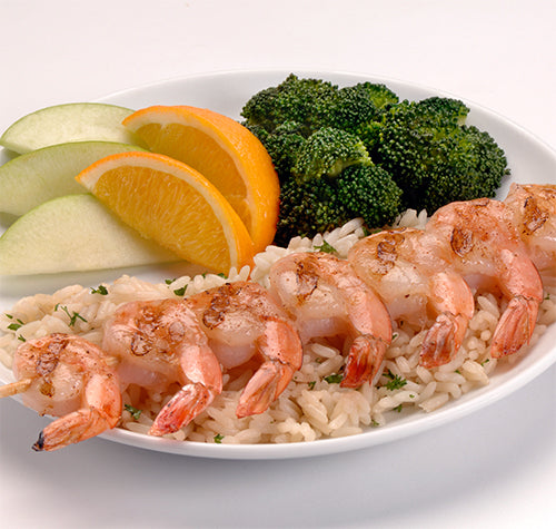 Tampa Maid Peeled & Deveined Raw Skewered Shrimp 7 Count 15 Per Box - 4 Per Case.