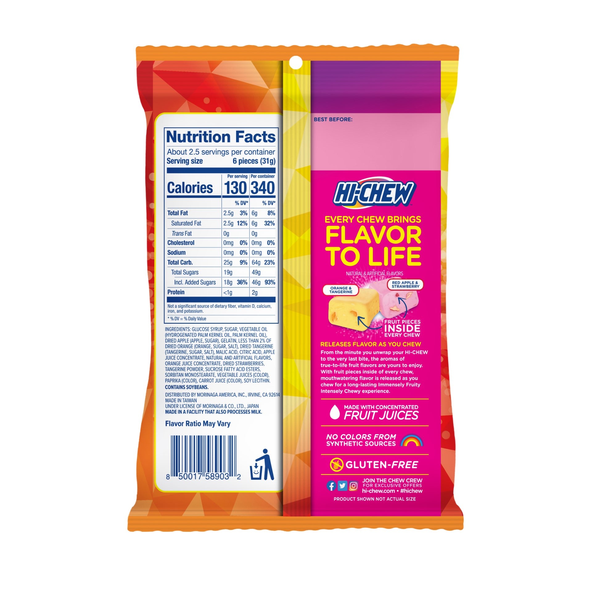 Hi Chew Plus FruitDisplay Ready Master (assorted Mix Of Tangerine & Orang 2.82 Ounce Size - 6 Per Case.