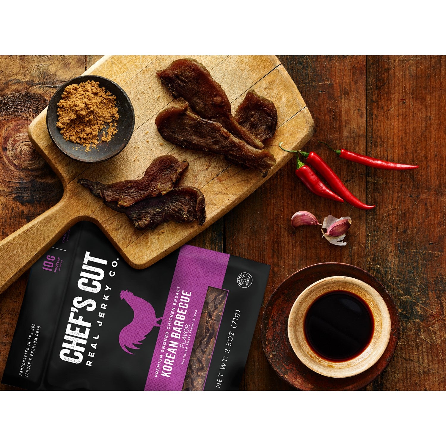 Chef's Cut Real Jerky Co Smoked Chicken Breast Korean Style 2.5 Ounce Size - 8 Per Case.