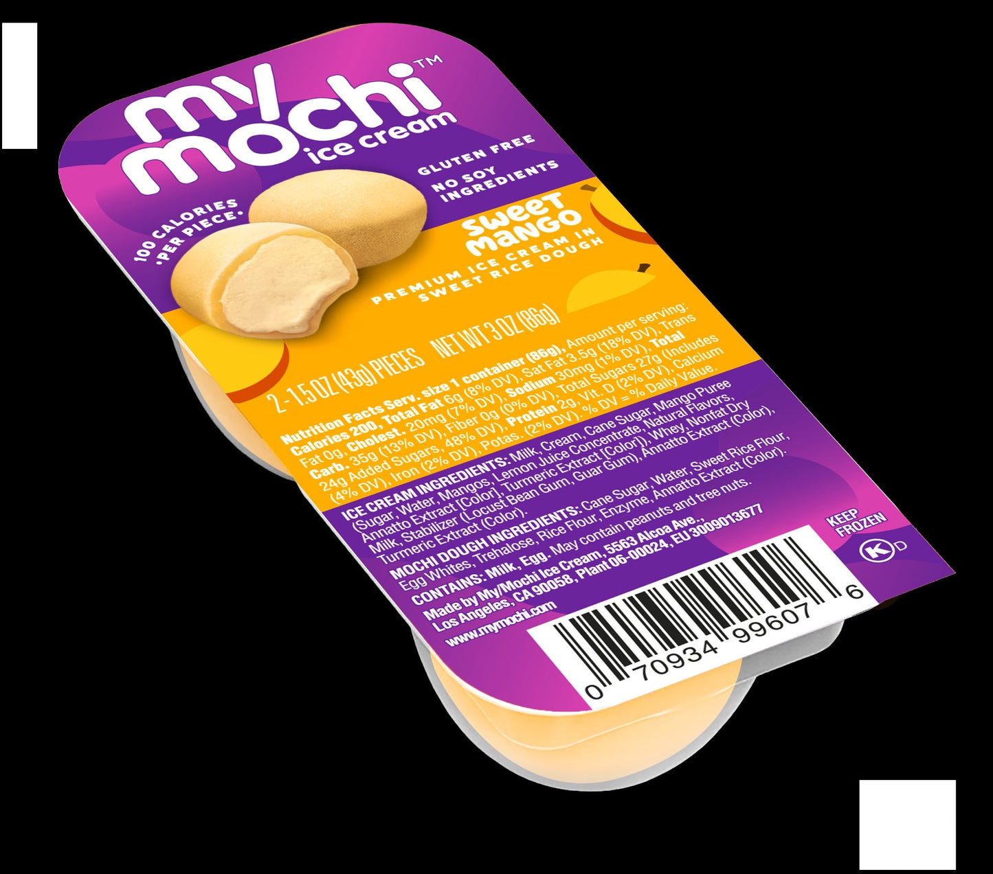 Mymochi Mango Mochi Ice Cream 1.5 Ounce Size - 12 Per Case.