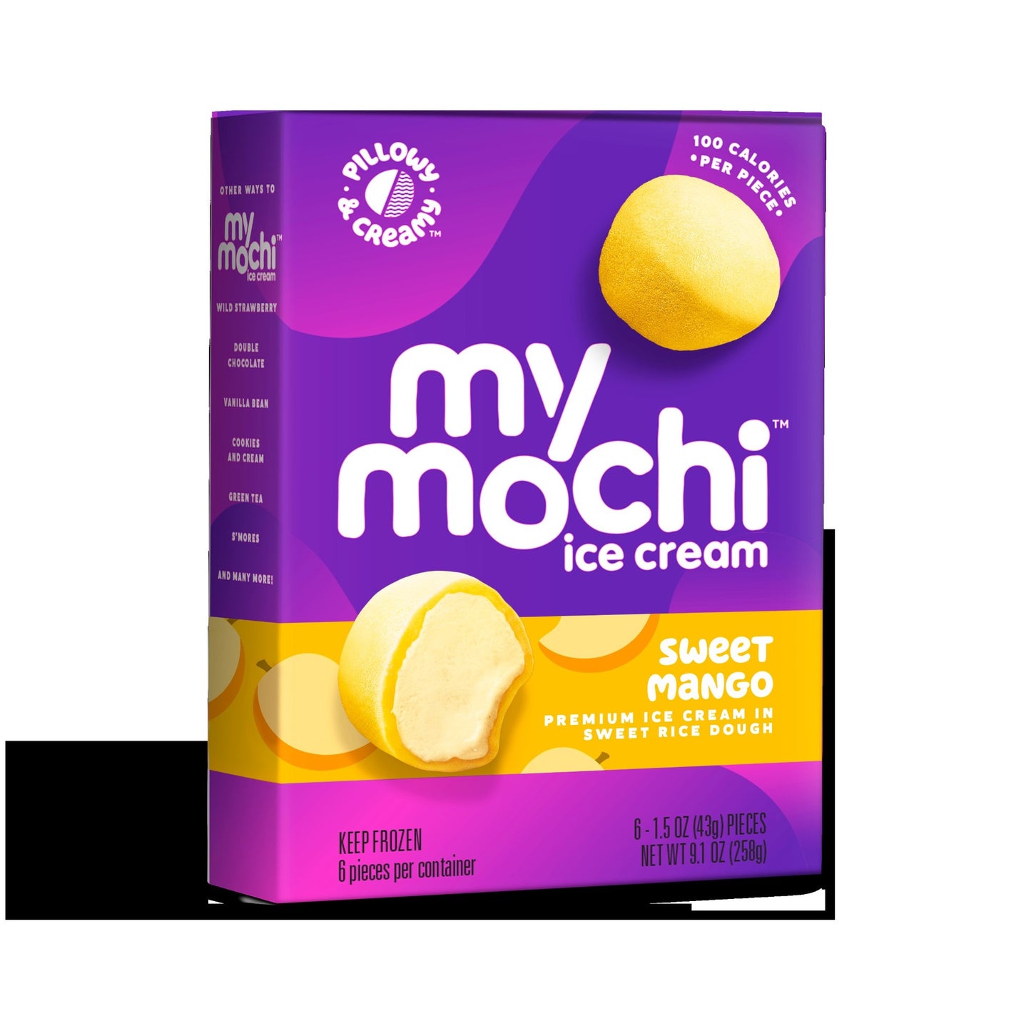 Mymochi Mango Mochi Ice Cream 6 Count Packs - 12 Per Case.