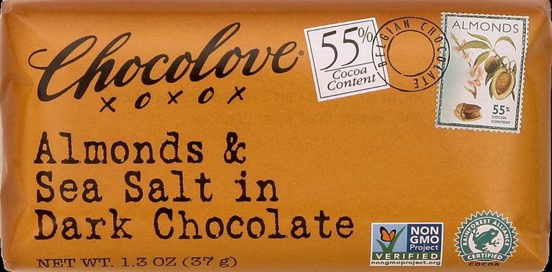 Almonds & Sea Salt In Dark Chocolate (Master Case) 1.3 Ounce Size - 144 Per Case.