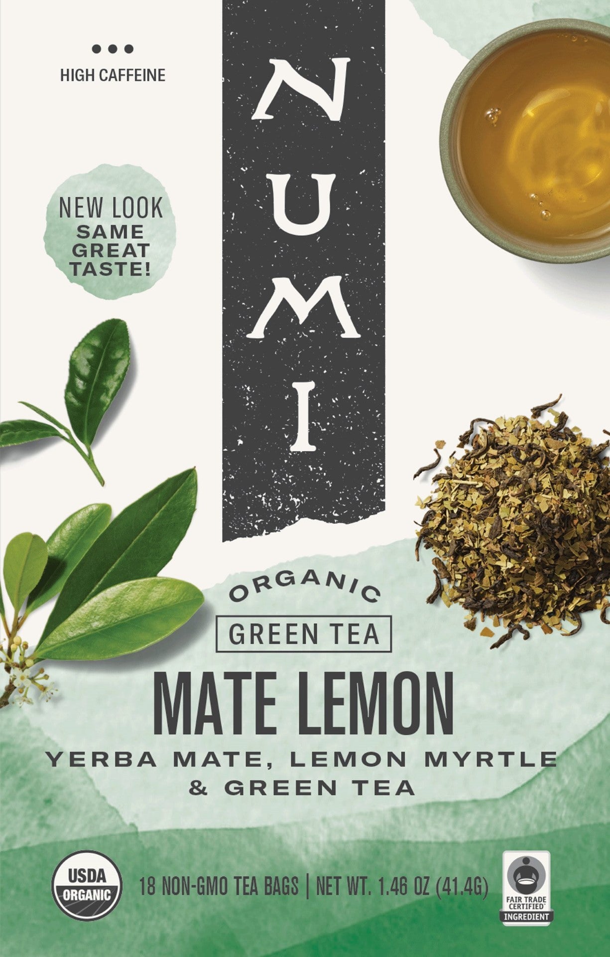 Numi Mate Lemon Green Tea 18 Count Packs - 6 Per Case.