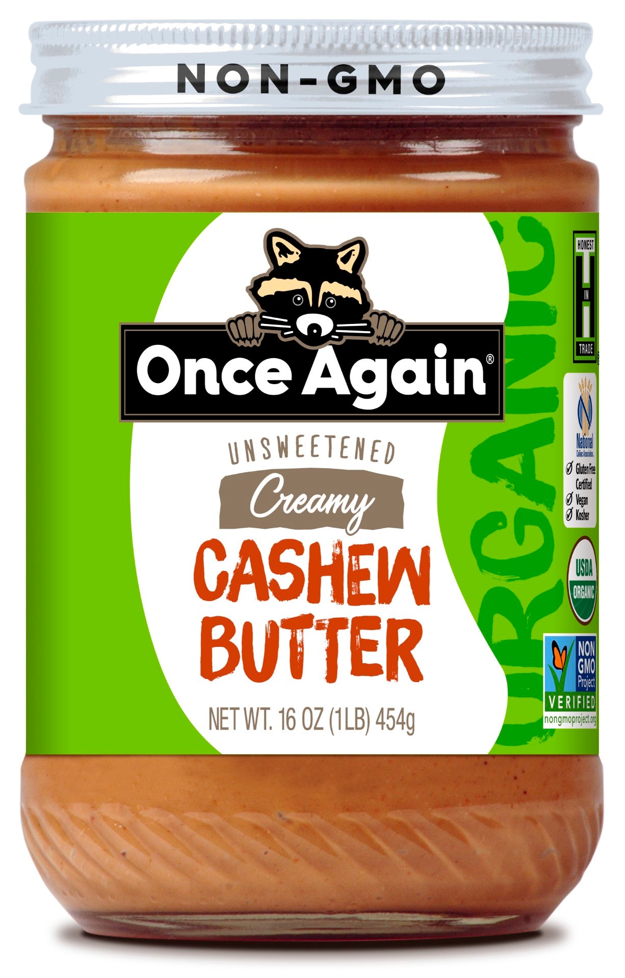 Once Again Nut Butter Organic Cashew Butter 16 Ounce Size - 6 Per Case.