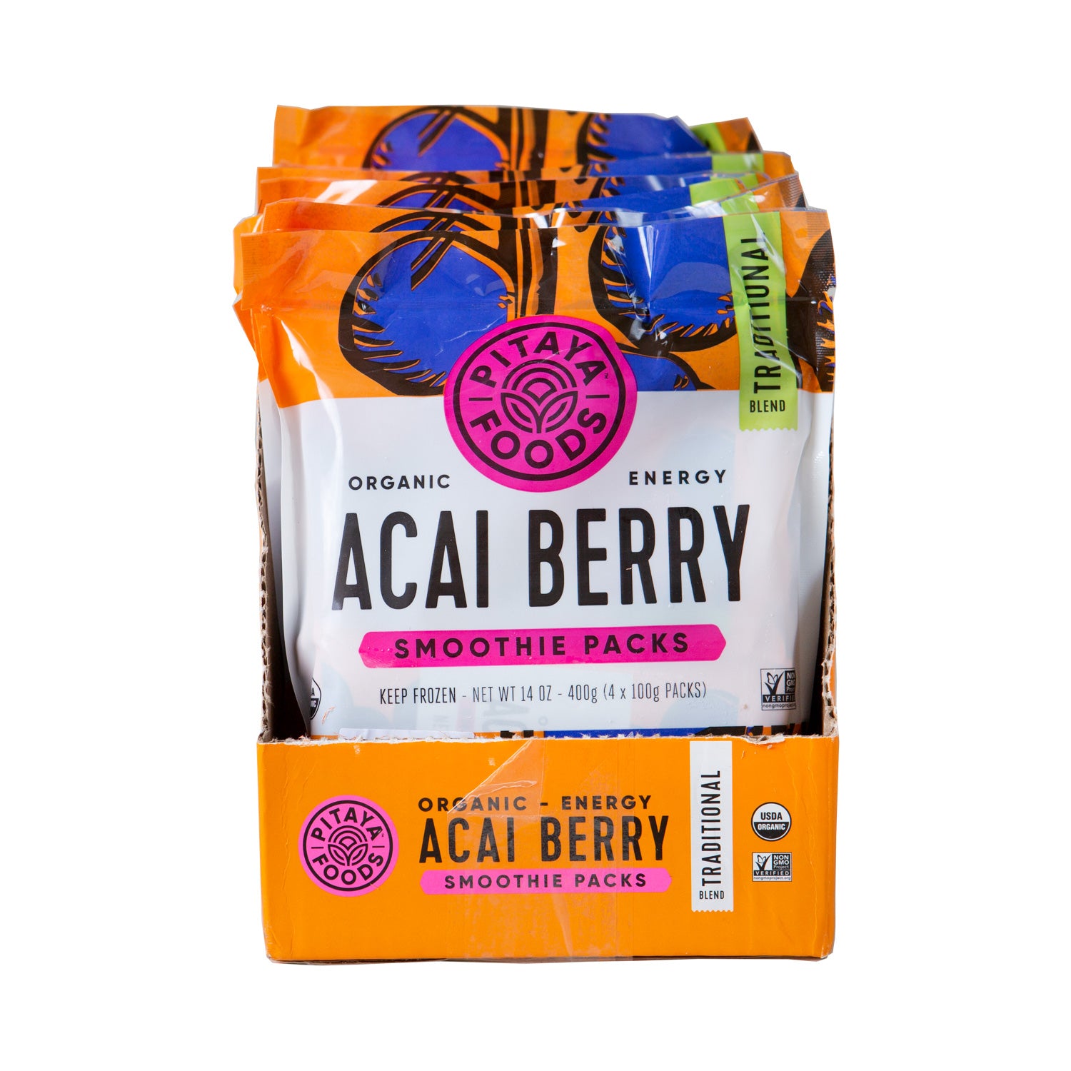 Pitaya Plus Organic Acai Traditional Smoothie Pack 14 Ounce Size - 8 Per Case.