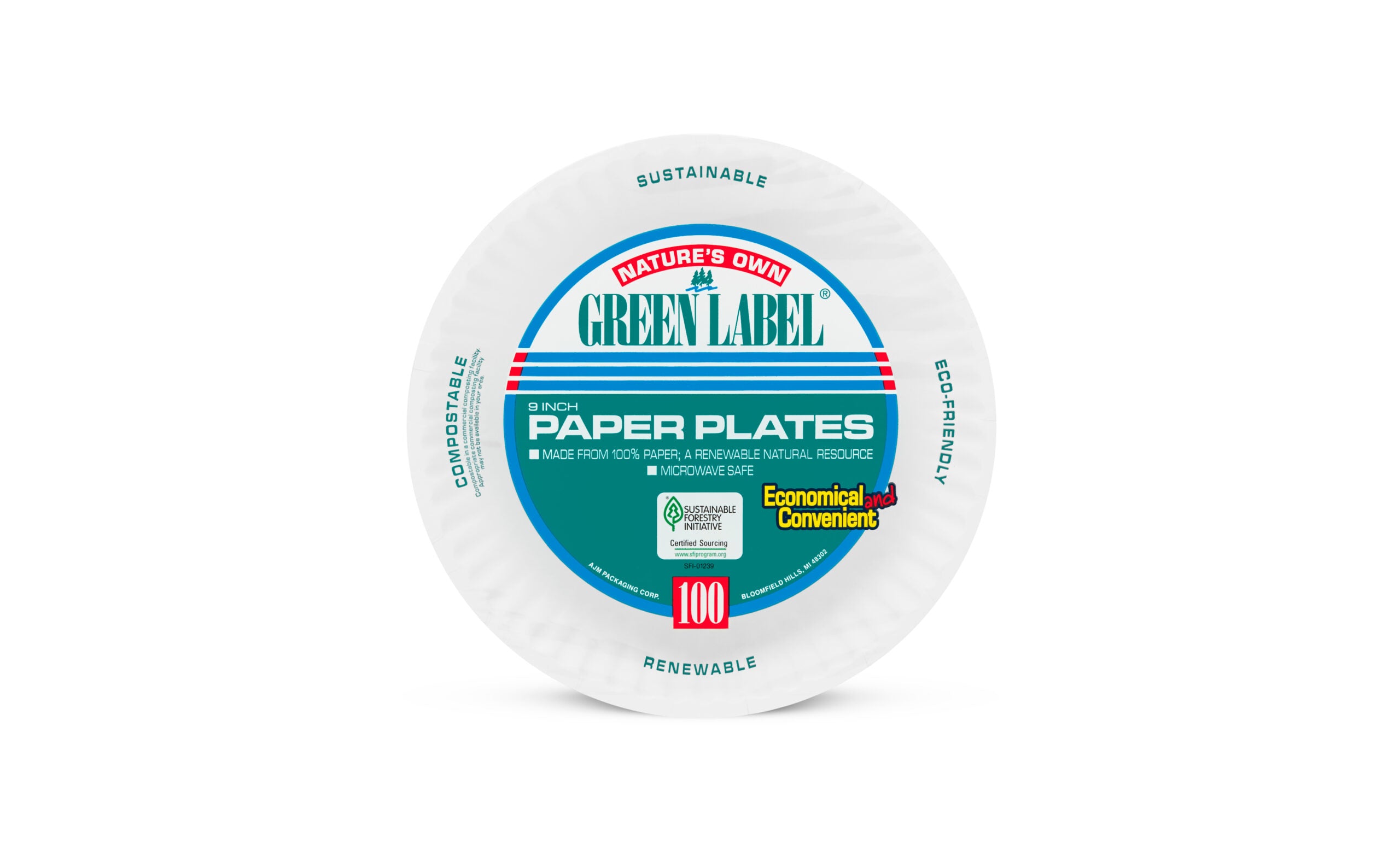 Ajm 9 Inch White Uncoated Paper Plate  1000 - 9 In