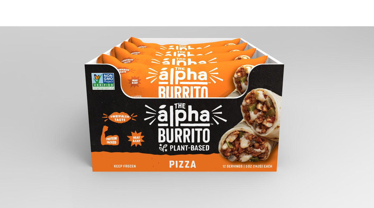 Alpha Foods Plant Based Pizza Burrito 5 Ounce Size - 12 Per Case.