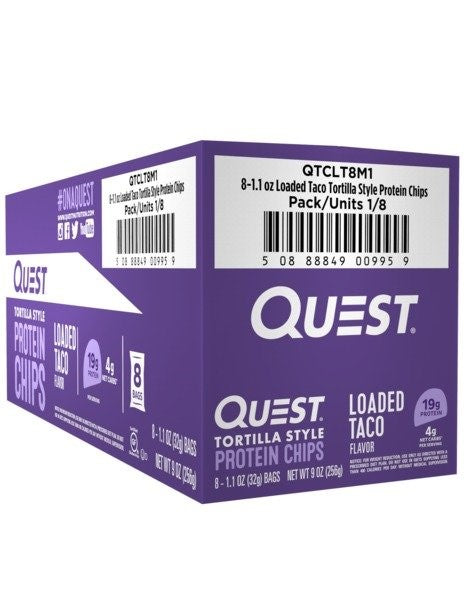 Quest Chips Loaded Taco 1.1 Ounce Size - 8 Per Case.